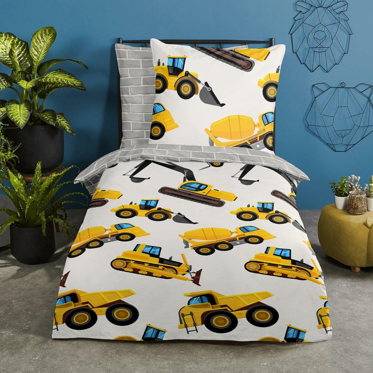 Thumbnail - Traumschlaf, Bettwäsche, Bagger (Bettwäsche Set, 135x200 cm + 80x80 cm)