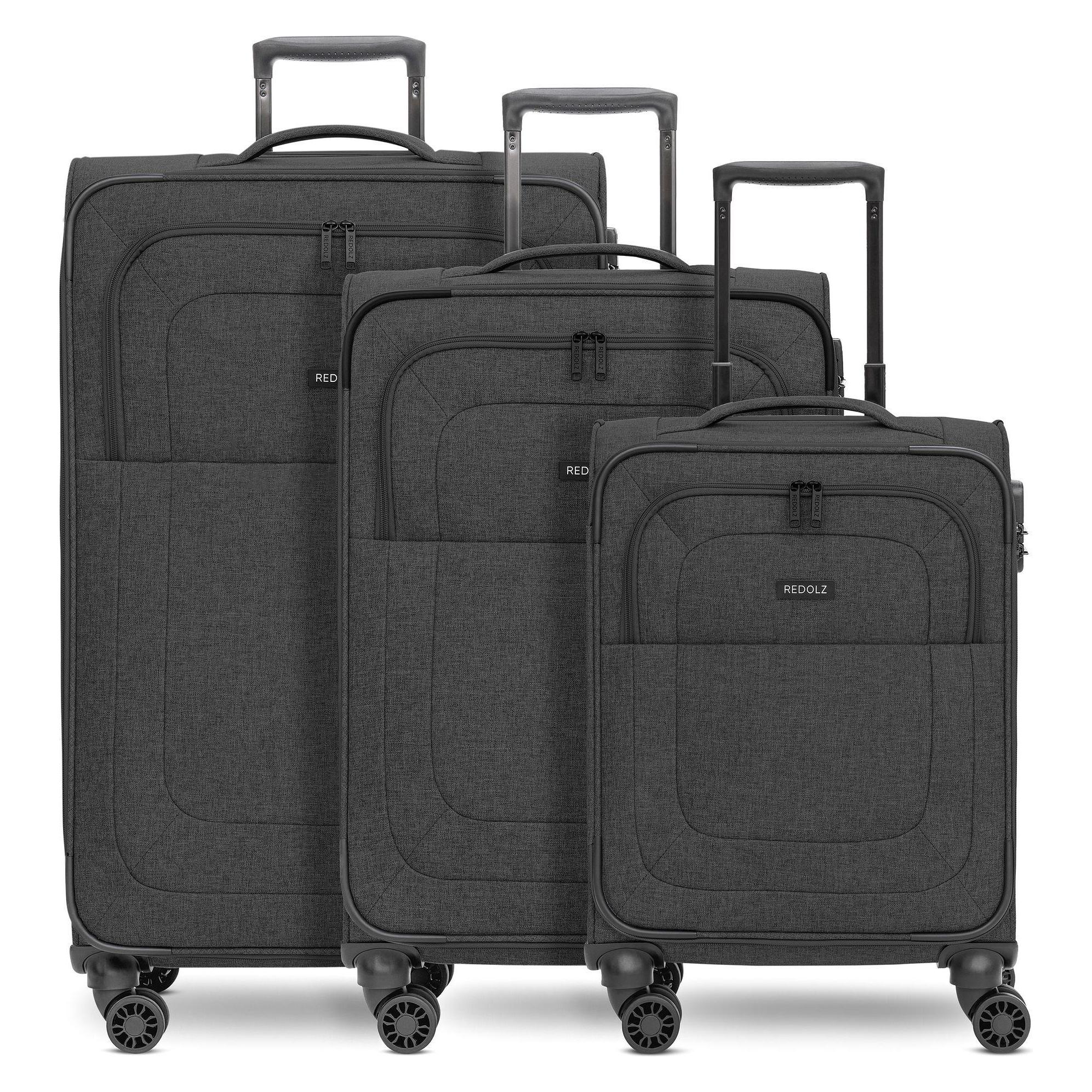 Redolz, Koffer, Essentials 12 Three Set 4-Rollen Kofferset 3-tlg. Mit Dehnfalte, Schwarz