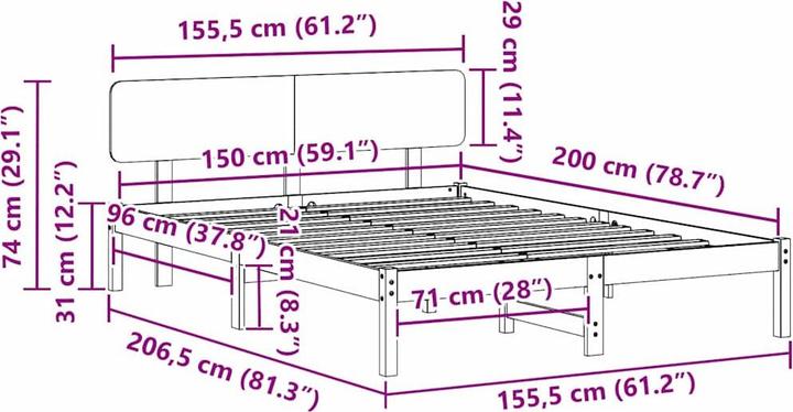 Image du produit vidaXL Holz-Bettgestell (150 x 200 cm)