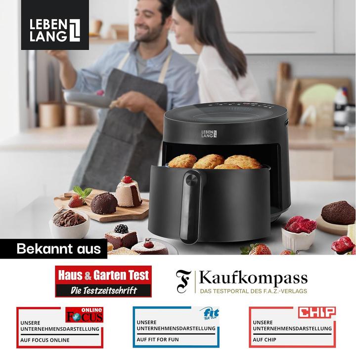 Immagine prodotto Lebenlang Heissluftfritteuse mit 8 Programmen (5L, 1500W)