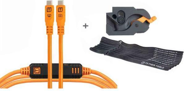 Actual product image Tether Tools LeverLock&Cable Kit Optima 10G gerade orange 4,6m (4.60 m, USB 3.2 Gen 2)