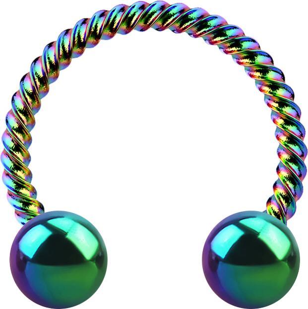 Produktbild Star Piercing Circular Barbell farbig geflochten mit zwei Kugeln (ohne Messing, Chirurgenstahl 316L)