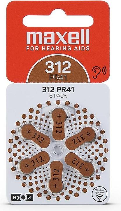 Image du produit Maxell 312 (PR41) - 60 Piles pour appareils auditifs (60 pcs, A312, 165 mAh)
