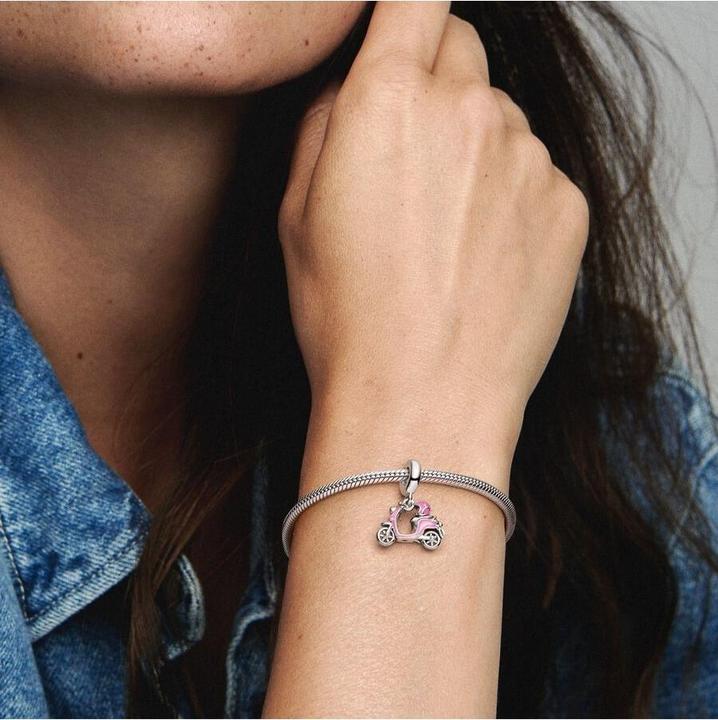 Immagine prodotto Pandora Rosafarbener Motorroller Charm (Argento 925, Smalto)