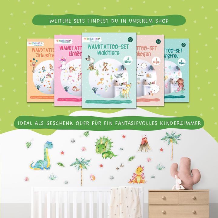 Actual product image Papierdrachen Wall tattoos - dinosaurs - set 5 (22 x 30 cm)