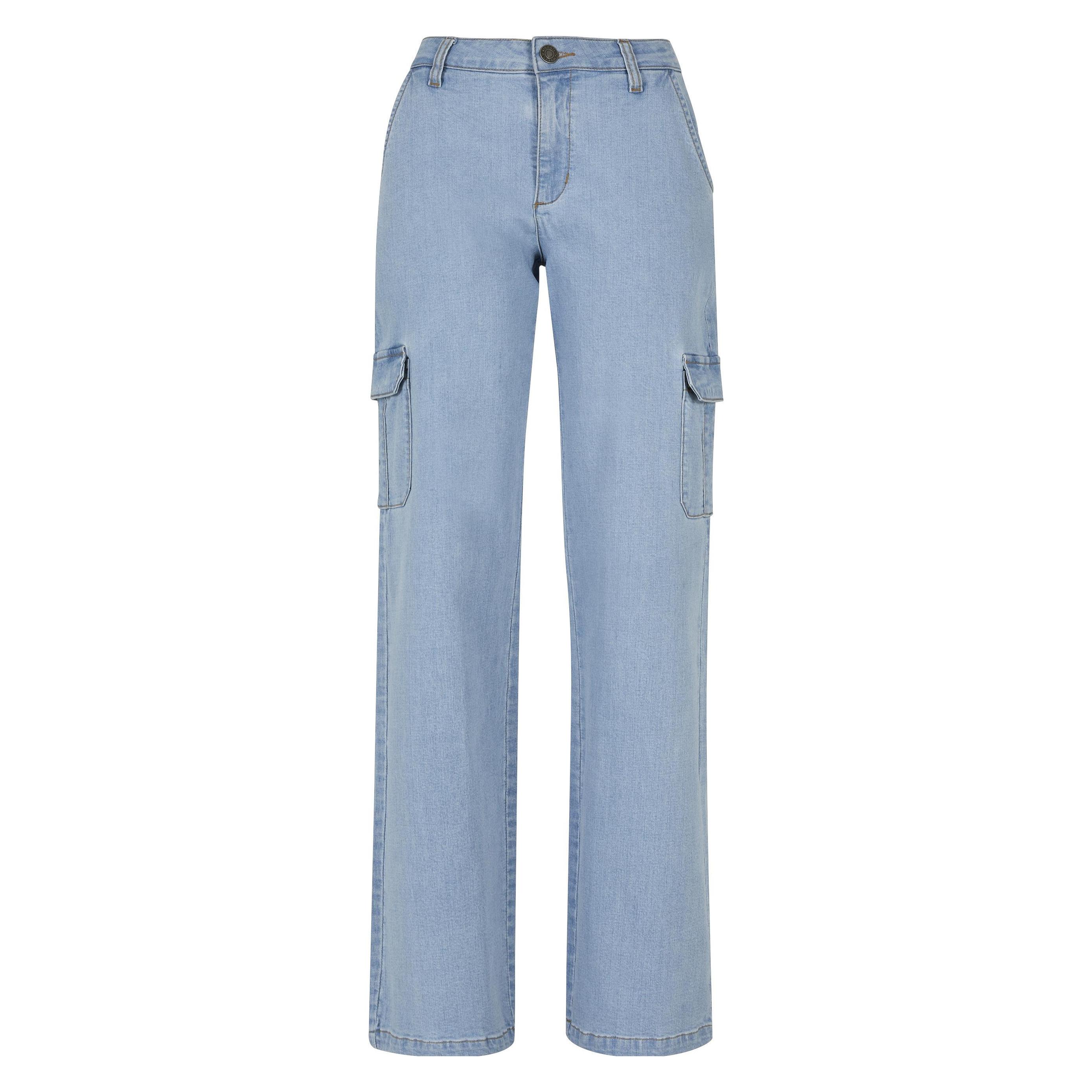 Urban Classics, Damen, Jeans, Cargo-Hose Droit Taille Haute En Denim Femme, Blau, (30)
