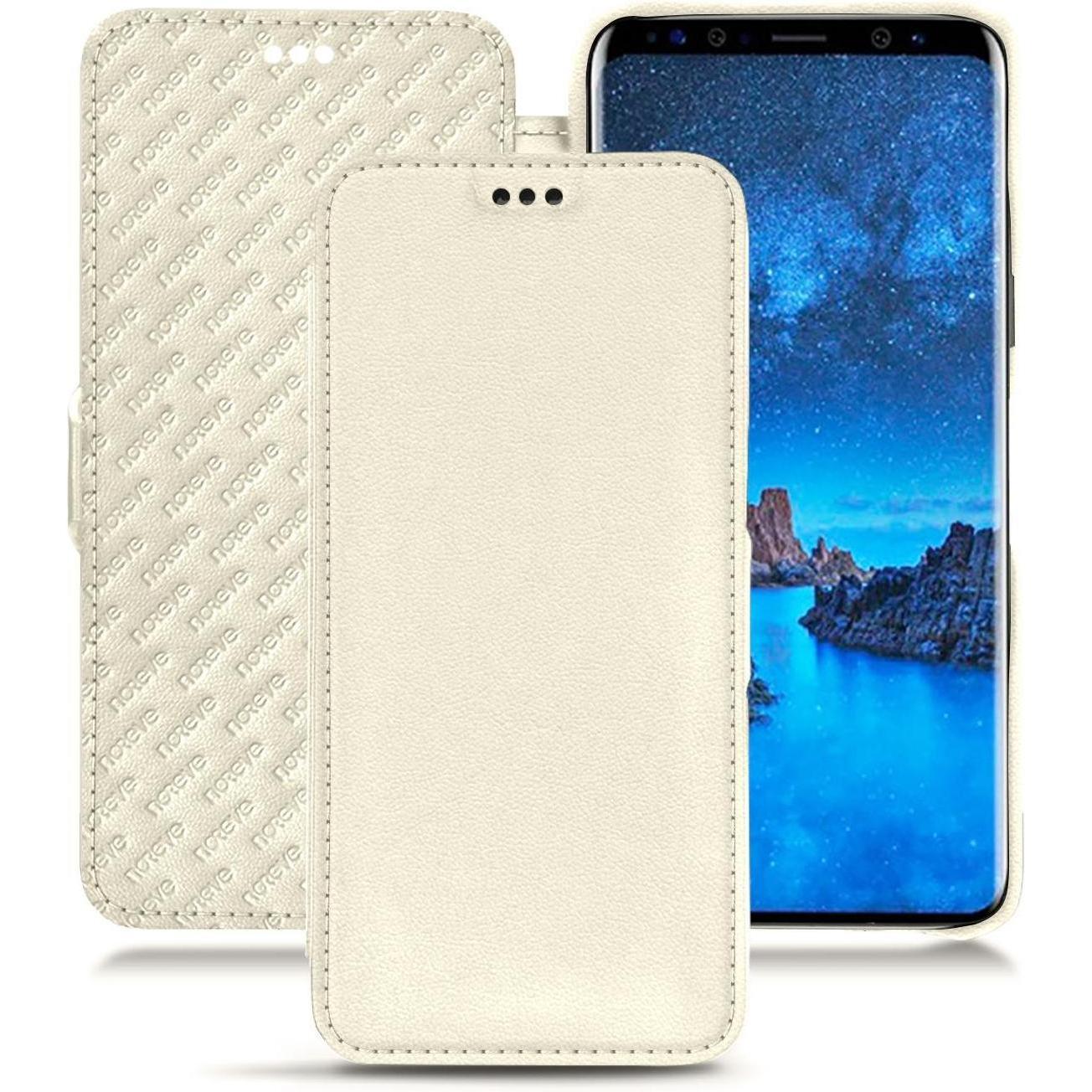 Noreve Lederschutzhülle horizontal (Samsung Galaxy S9), Smartphone Hülle, Weiss