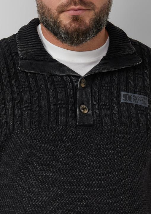 Produktbild s.Oliver Strickpullover Strukturmix-Troyer aus Baumwolle mit Garment Dye (4XL)