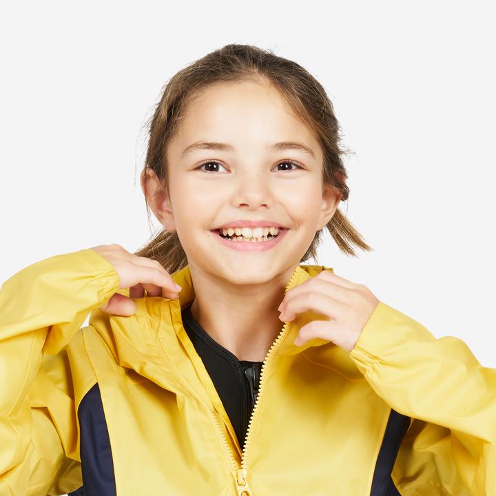 Actual product image Tribord Spray top sailing/kayak kids windproof - Sailing 100 yellow/navy blue