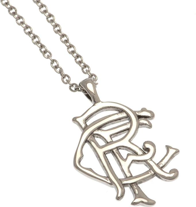 Image du produit Rangers FC Collier et pendentif en acier inoxydable avec écusson en forme de volute (Matériau 100% synthétique)