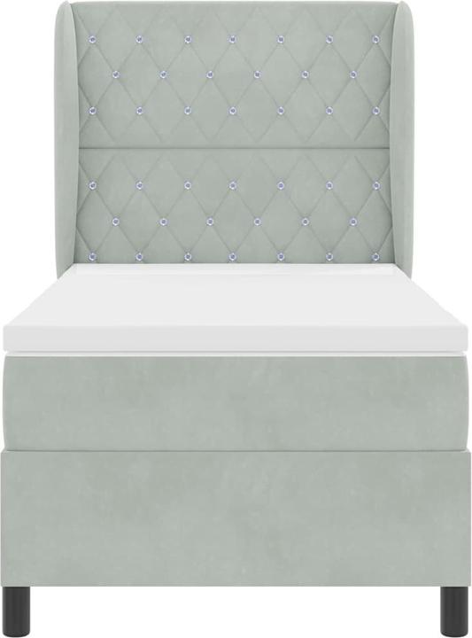 Image du produit vidaXL Lit Boxspring Avec Matelas Velours Gris Clair (100 x 200 cm)