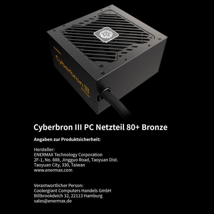 Immagine prodotto Enermax Cyberbron III 850 Watt 80+ Bronze Non-Mod ATX 3.1 (850 W)
