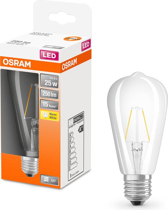 Actual product image Osram LEDISON25 2,5W/827 230V FIL E2710X1OSRAM (E27, 2.50 W, 250 lm, 1 x, F)