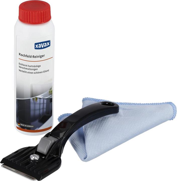 Xavax Hob cleaning set, 3 pieces, cleaner, scraper, microfiber cloth