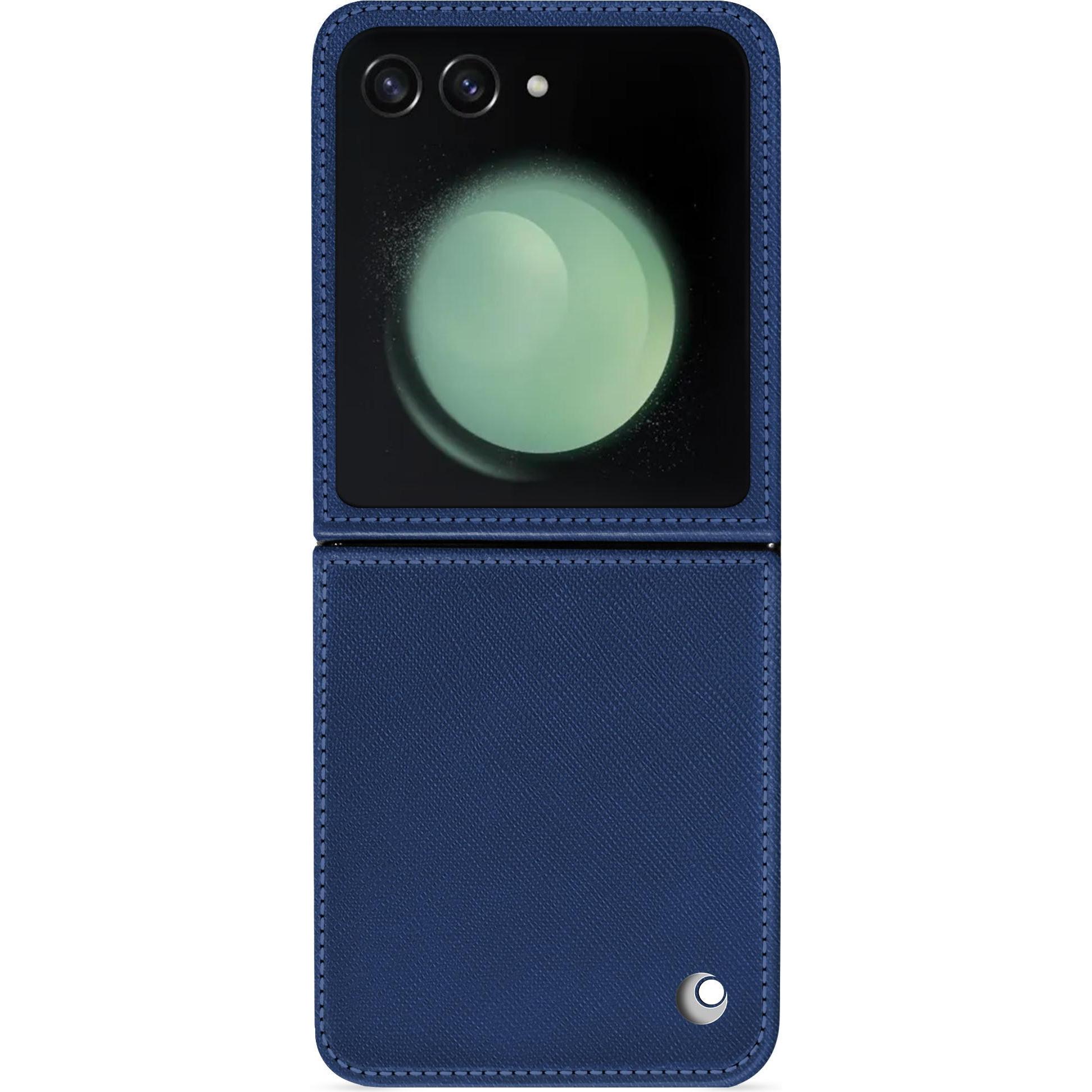 Noreve Lederschutzhülle Samsung Galaxy Z Flip5 (Samsung Galaxy Z Flip5), Smartphone Hülle, Blau