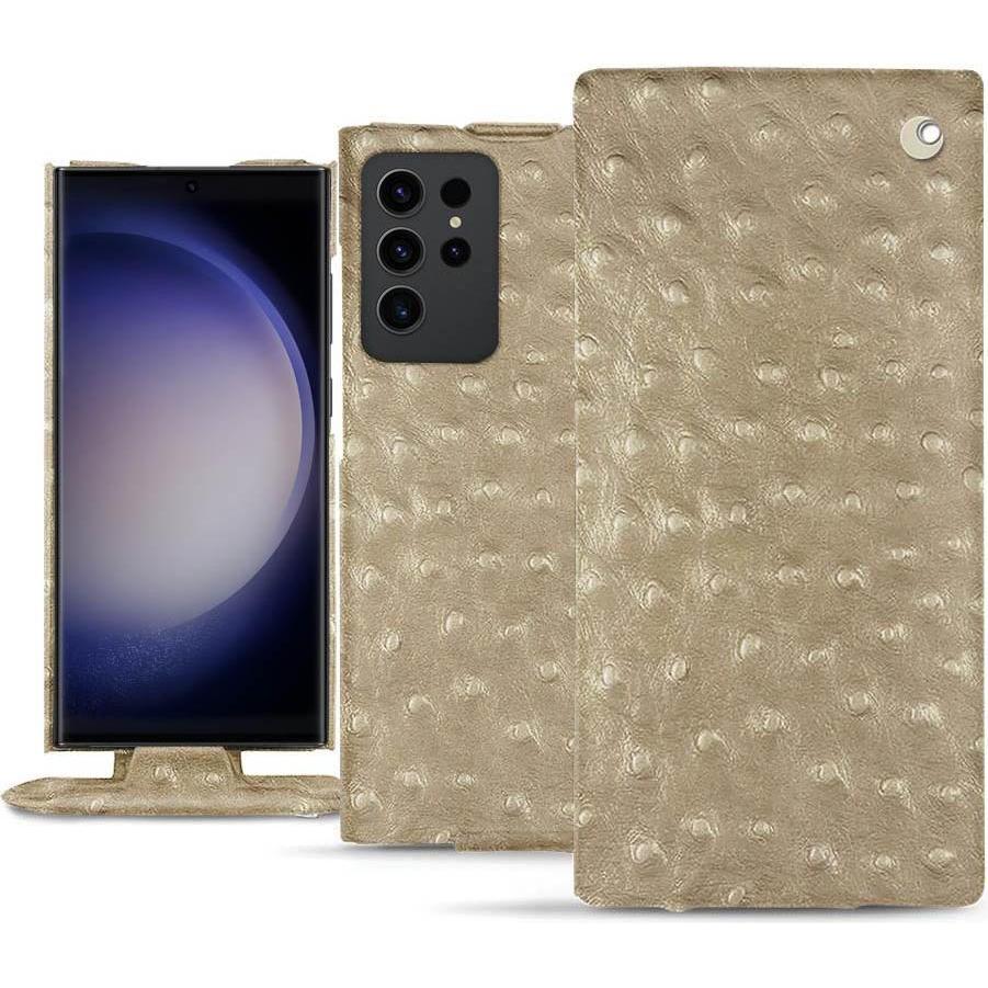Noreve Lederschutzhülle vertikal (Samsung Galaxy S23 Ultra), Smartphone Hülle, Beige