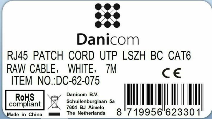 Produktbild Dsit CAT6 Netzwerkkabel, U/UTP, 7,5 Meter, Weiss, 100% Kupfer (CAT6, 7.50 m)