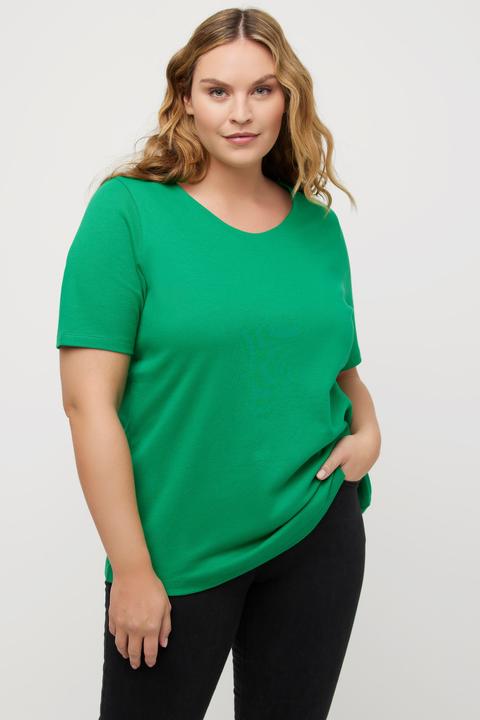 Immagine prodotto Ulla Popken Maglia aderente con davanti doppio, scollo a girocollo e mezze maniche (62)