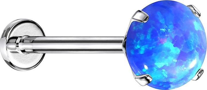 Produktbild Star Piercing Micro Threadless Labret silber Opal blau gefasst (ohne Messing, Chirurgenstahl 316L)