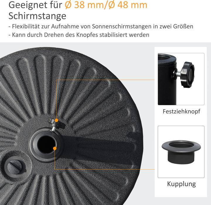 Actual product image Outsunny Umbrella stand can be filled with water or sand