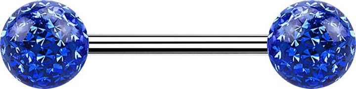 Produktbild Star Piercing Micro Barbell silber mit zwei Kugeln dunkelblau Epoxy Schutzschicht (Chirurgenstahl 316L, ohne Messing)