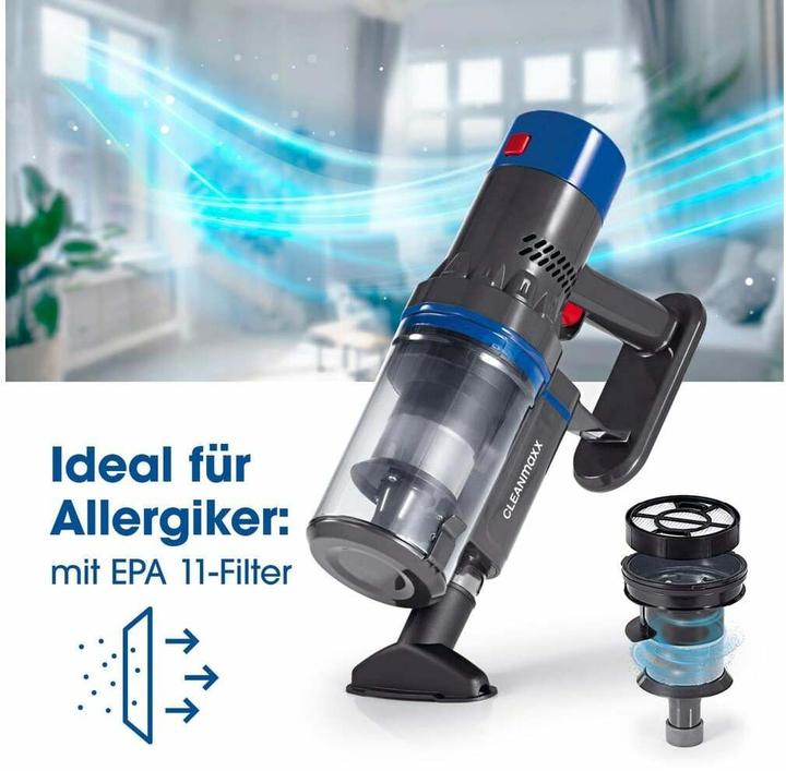 Produktbild CleanMaxx Akku-Hand- und Stielsauger Grau / Blau, Fassungsvermögen