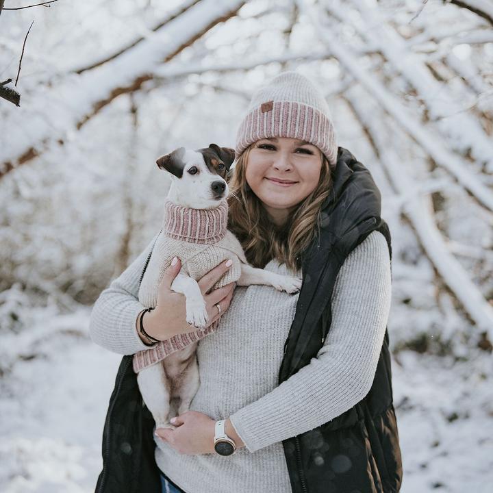 Actual product image Hunter Dogcoat Odense 55 + hat, beige/rose - (203538) (55, Dog jumper)