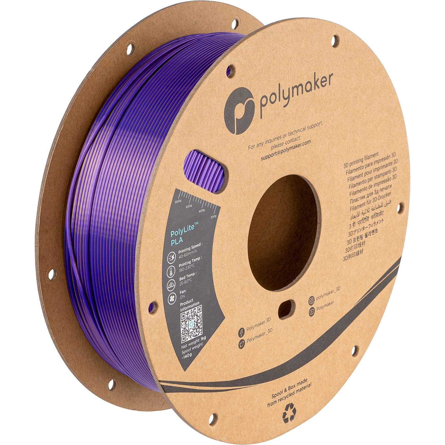 Polymaker PolyLite Silk PLA Dual Color (PLA, 1.75 mm, 1000 g, Mehrfarbig), 3D Filament, Mehrfarbig