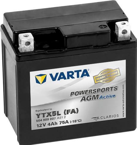 Actual product image Varta Powersports AGM ACTIVE YTX5L-BS (12 V, 4 Ah, 75 A)