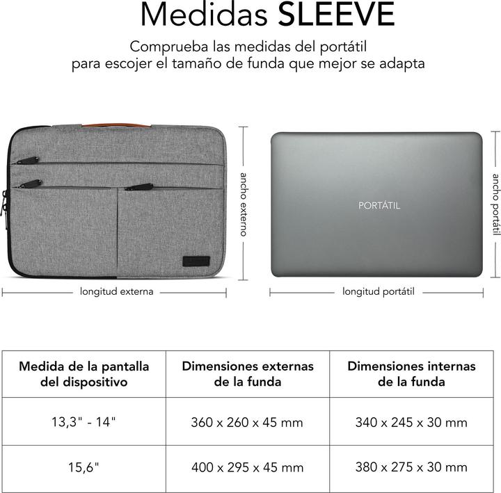 Produktbild Subblim FUNDA PORTATIL AIR PADDING 360 SLEEVE 15,6" LIGHT GREY (15.60", Universal)