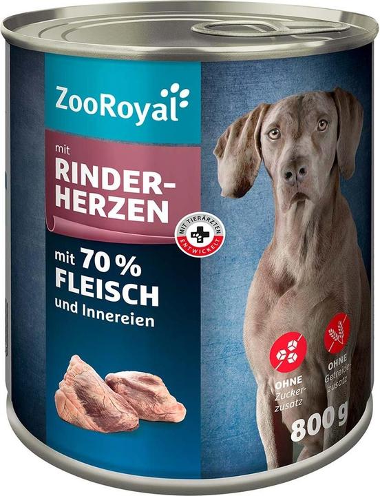 Produktbild Zooroyal Hunde-Nassfutter mit Rinderherzen (6 Stk., 4800 g)
