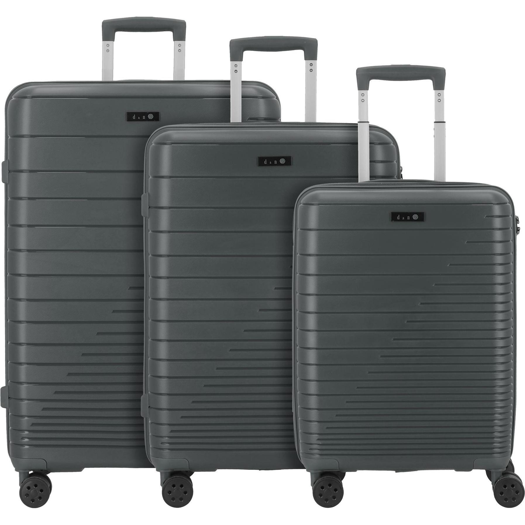 D&N, Koffer, Travel Line 4600 4 Rollen Kofferset 3-teilig, Grau, (195 l, XL (ab 115l))