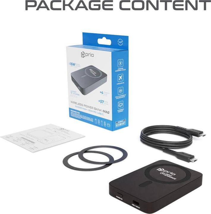 Produktbild prio Wireless Power Bank MAG 10.000mAh (10000 mAh, 15 W, 12 Wh)