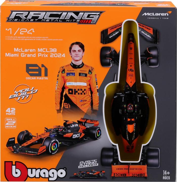 Produktbild Bburago McLaren F1 MCL38 1/24 Kit Piastri 2024