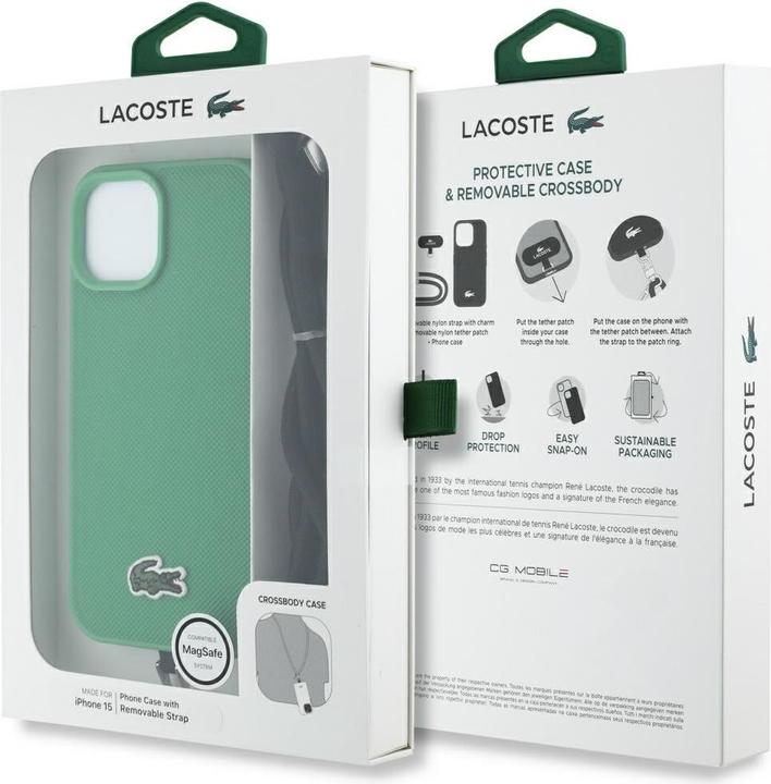 Produktbild Lacoste Etui Iconic Petit Pique Crossbody Cord MagSafe do iPhone 15 zielony