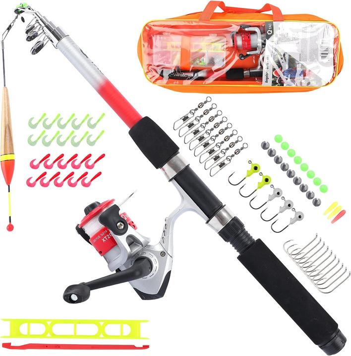 Q-Tac Kit de pêche pour enfants (Télescope, 165 cm)