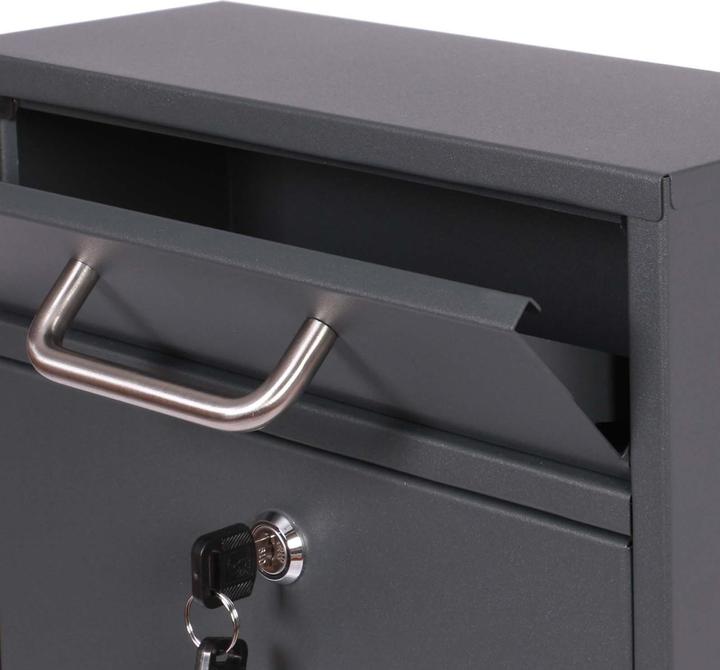 Actual product image Wiltec 2x2 Letter Box V52 Anthracite Lockable Mail Box with Name Plate Window and Letter Box Stand