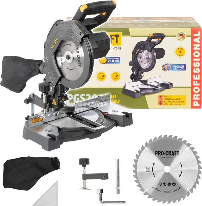 Produktbild Procraft PGS20bb Akku Kappsäge 20 V 210 mm Brushless Solo - ohne Akku, ohne Ladegerät