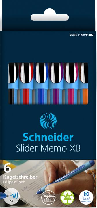 Produktbild Schneider Slider Memo Violett Stick-Kugelschreiber Extradick (e) (Rožinis, Violetinė, Raudona, Oranžinė, Juoda, mėlyna, 6 x)