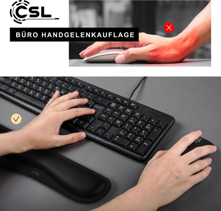 Produktbild CSL Tastatur Handballenauflage, Keyboard Handgelenkschoner, ergonomische Haltung, 43 cm, abwaschbar