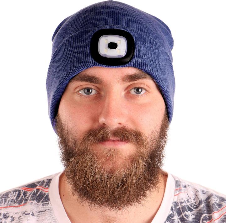 Produktbild Sixtol Cap mit Stirnlampe 180lm, wiederaufladbar, USB, Universalgrösse, Baumwolle/PE, blau (180 lm)