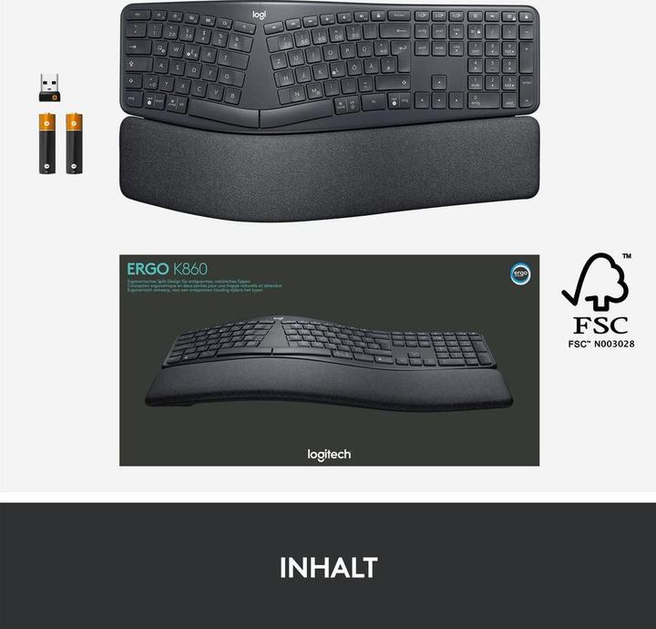Immagine prodotto Logitech Ergo K860 (Svizzera, Senza fili)