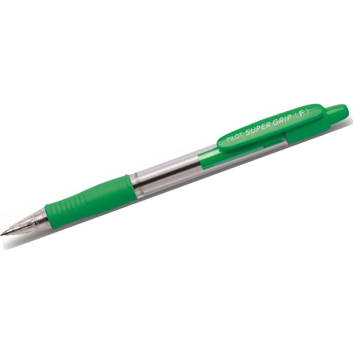 Pilot, Schreibstifte, Kugelschreiber Super Grip 0,3mm F grün nicht dokumentenecht Farbe des Schaftes: transparent (Grün,...