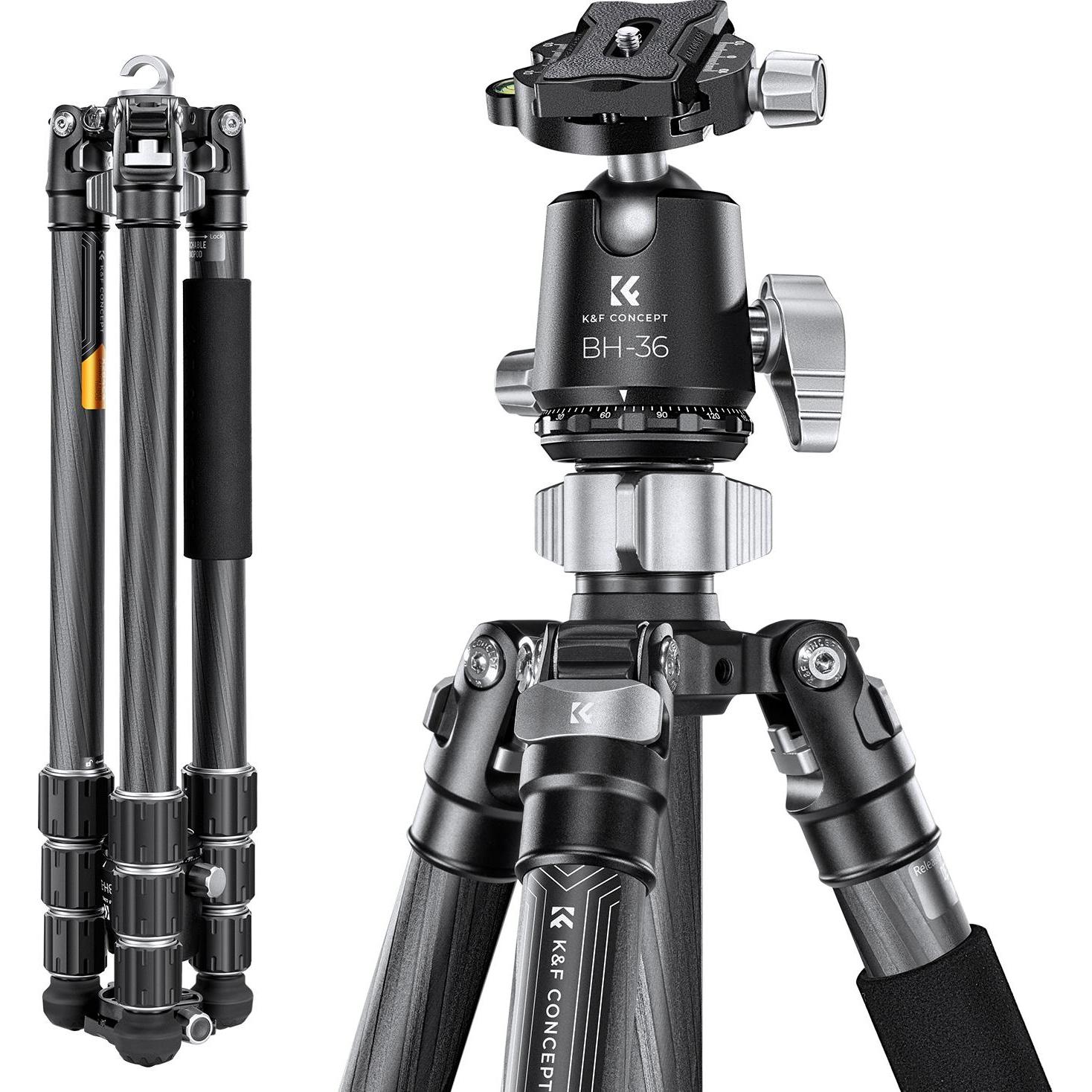 Thumbnail - K&F Concept Tripod X284C4+BH-36, Stativ, Grau