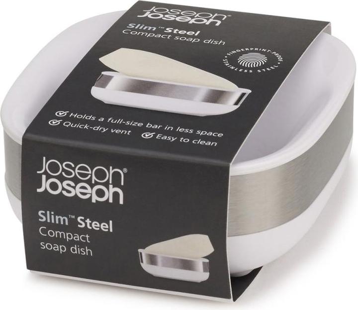 Immagine prodotto Joseph Joseph 70533 Portasapone da bagno Slim Compact in acciaio - Bianco/Acciaio