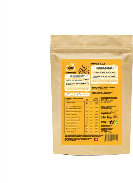 Nährwerte und Zutaten Alver Golden Chlorella (1 Stück, Pulver, 100 g)