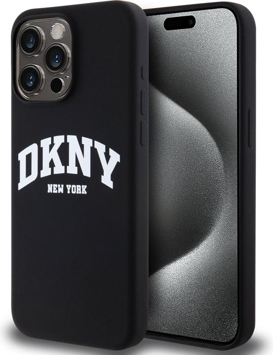Actual product image DKNY DKHMP15XSNYACH iPhone 15 Pro Max 6.7" czarny/black hardcase Liquid Silicone White Printed Logo (Apple iPhone 15 Pro Max)
