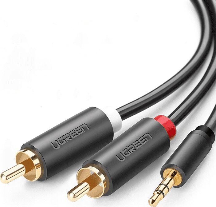 Image du produit Ugreen AV102 2x RCA jack 3.5 mm 1.5m (noir) (1.50 m, Câble AUX, Câbles Cinch)