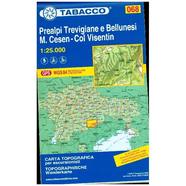 Tabacco Ed. Wanderk.068 Prealpi Trevigi, Landkarte