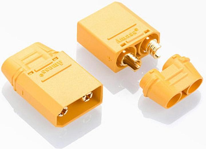 Actual product image Jamara High-current plug/socket XT90 gold-plated Grip with insulating cap 1 pair